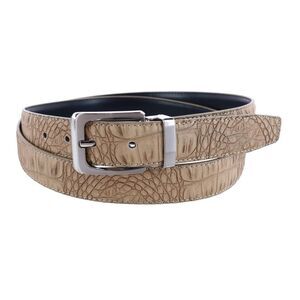 CTM Leather Matte Reversible Croc Print Clamp on Buckle Belt